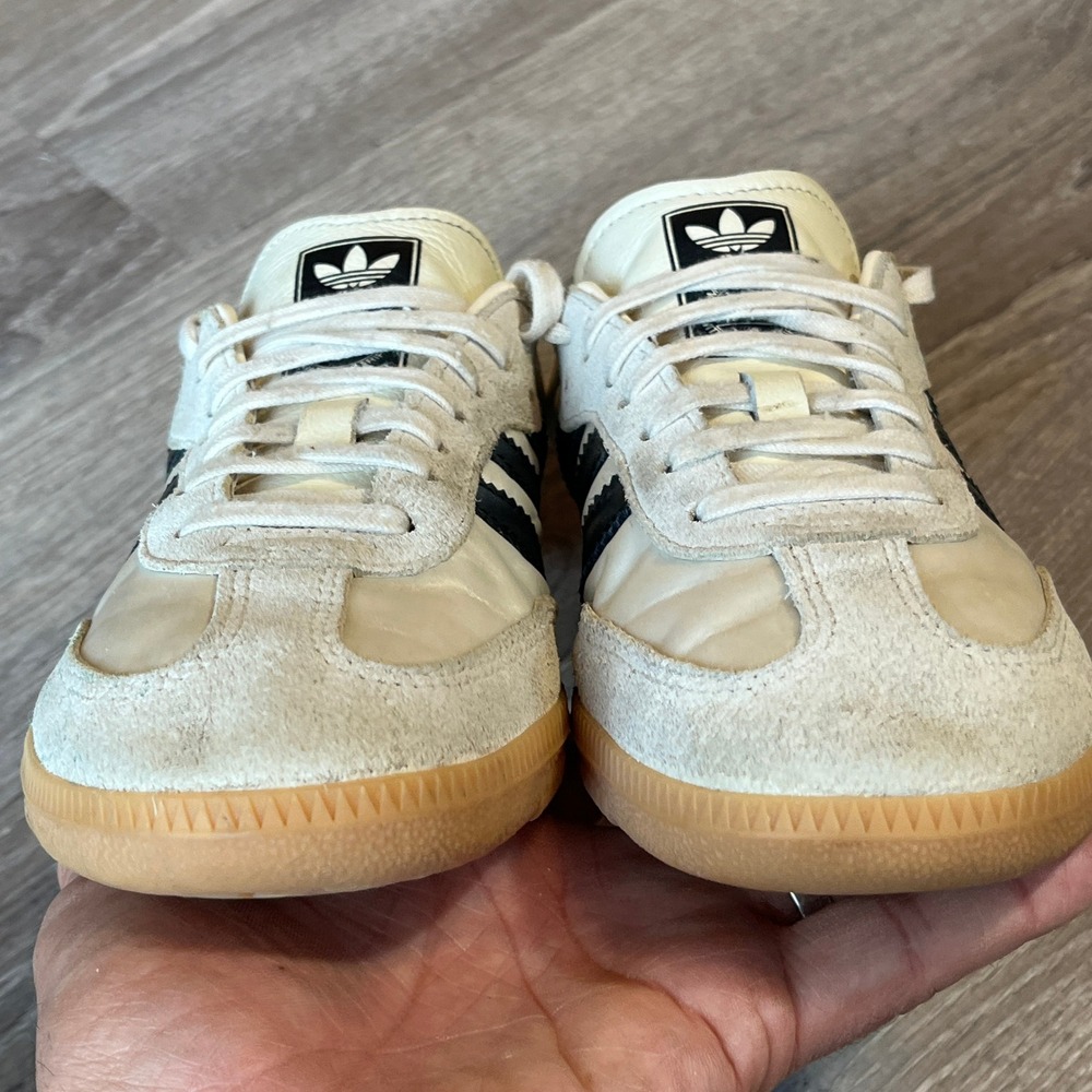 Adidas Samba OG White Satin Gum Sole Leather Suede Sneakers JQ3644 Y5 Women 6 - Picture 5 of 8